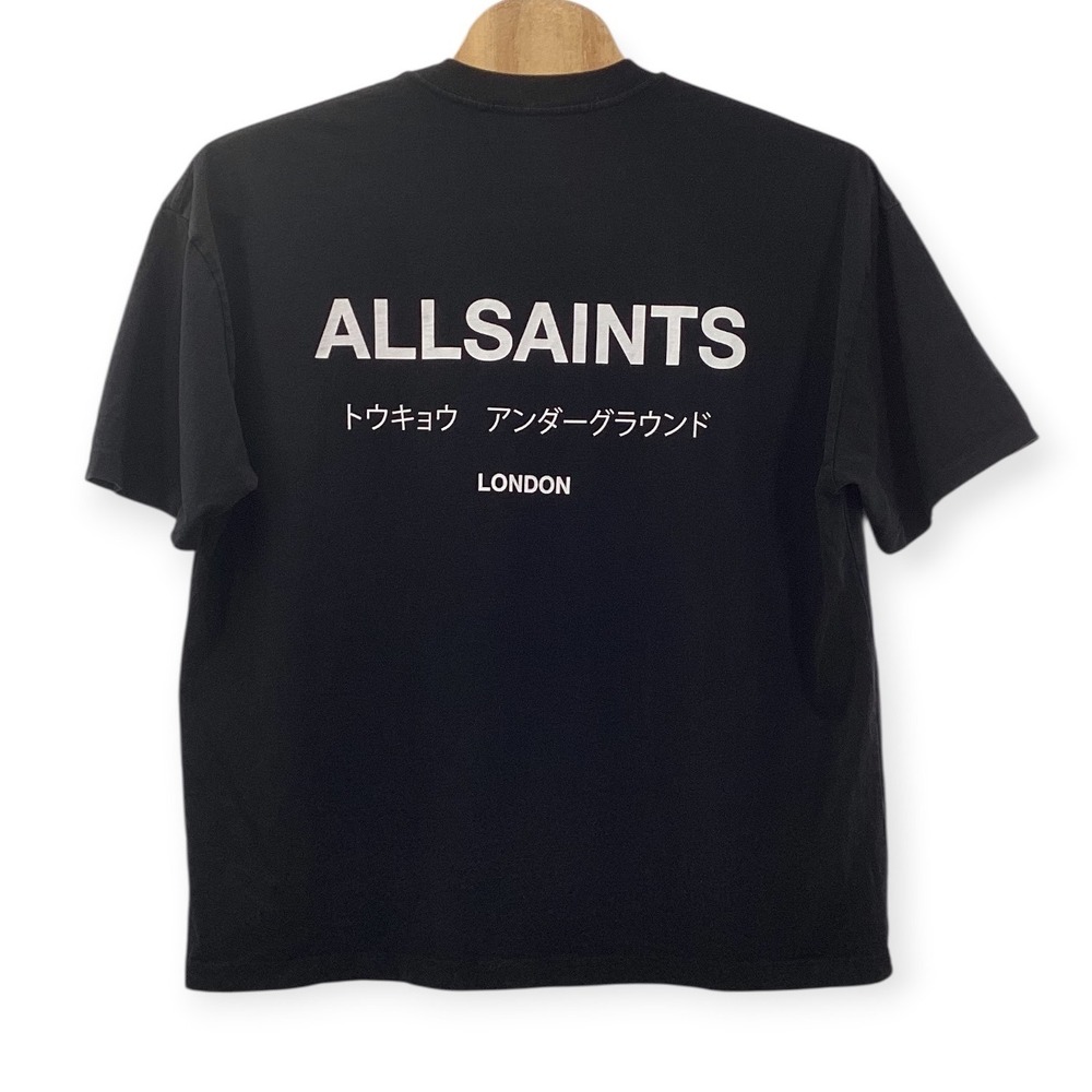 AllSaints Underground SS Crew Black Organic Cotton Graphic T-Shirt Mens M071PB
